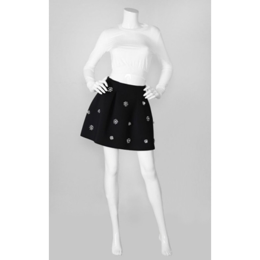 Black Jeweled Mini A Line Skirt - Picture 2 of 4